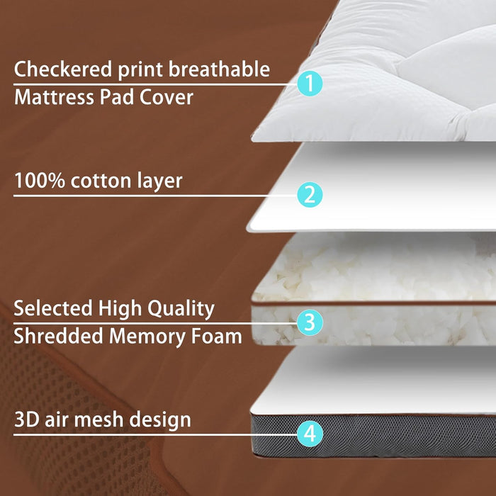3 Inch Memory Foam Mattress Topper Queen, Extra Soft Pillow Top Mattress Topper with Breathable Air Mesh Sides, 1700GSM Fluffy Shredded Memory Foam Filled & Thicked down Alternative-Lined