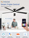 Smart Ceiling Fan Wireless App Control Matte Black Indoor