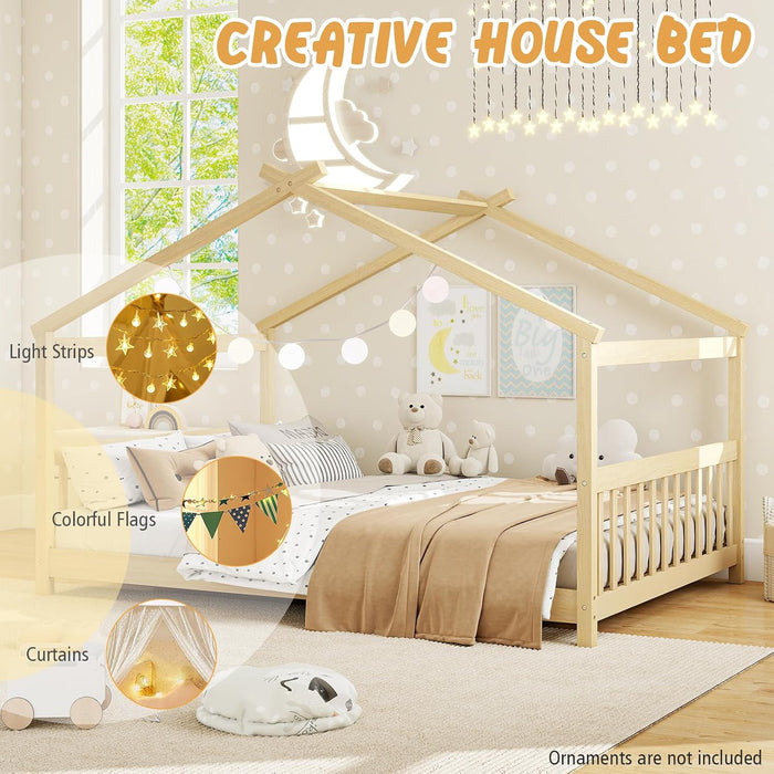 Full Size Premium Solidwood House Bedframe Rooftop