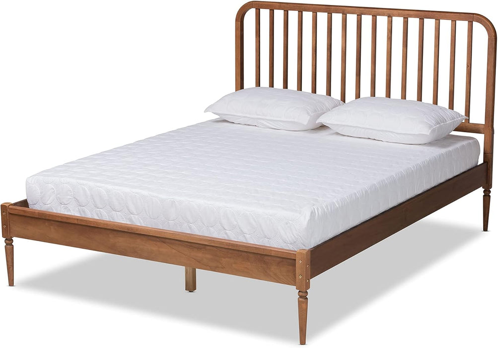 Neilan Modern and Contemporary Walnut Brown Finished Wood Queen Size Platform Bed