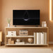 TV Stand for Tvs up to 55 Inch, 3 Tier Entertainment Center, Media Console with Open Storage Shelves for Living Room Bedroom, 47” Modern TV Table with Faux Marble Top Gold Metal Leg