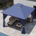 Patio Gazebo 10'X10', Outdoor Heavy Duty Party Tent Shelter with Double Roofs, Mosquito Nettings and Privacy Screens for Backyard, Garden, Lawn, Classic Blue