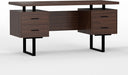 60'' Mariposa Home Office Computer Desk - Walnut Top, Walnut Base, Black Metal, Black Hardware