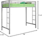 Silver Metal Twin over Loft Bunk Bed Twin Size Bedframe with Ladder