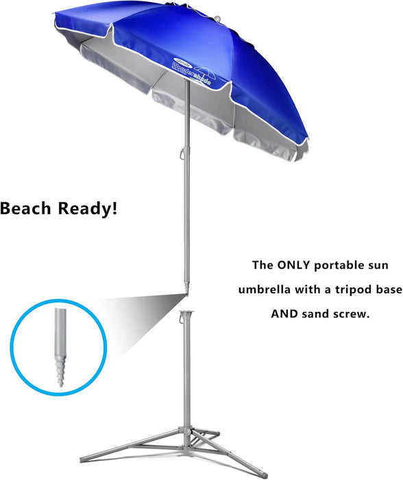 Ultimate Portable Sun Shade Umbrella – Lightweight Adjustable Outdoor Patio & Beach Umbrella with Tripod Base (Blue)