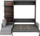 Murphy Bed Queen Size Wall Bed with Sofa,Wood Murphy Bed,Platform Bedfram Chest Can Be Folded,Hideaway Cabinet W/Shelves and Slat Support,Space-Saving Furniture for Study,Office,Gray