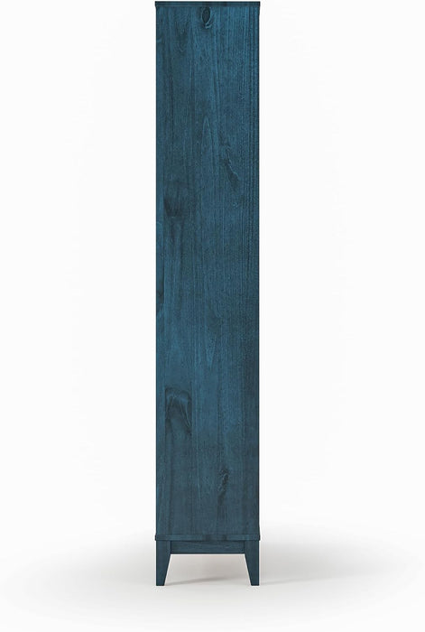 Geometrix Bookcase 72" H / 100% Solid Wood/Deep Ocean Blue Finish