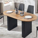 63 Inch Fluted Oval Dining Table for 4-6 People (Brown with Black)