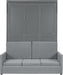 Full Size Murphy Bed, Wooden Full Murphy Bed with Cushion, Wall Bed with Sofa for Home Office or Small Room, Gray