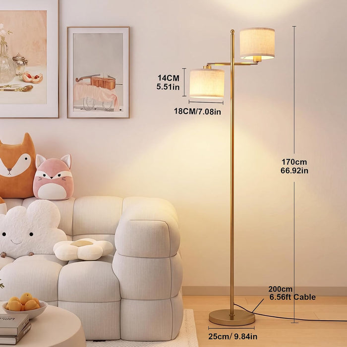 67" Unique Floor Lamp with Rotatable Linen Shade and Led Bulb