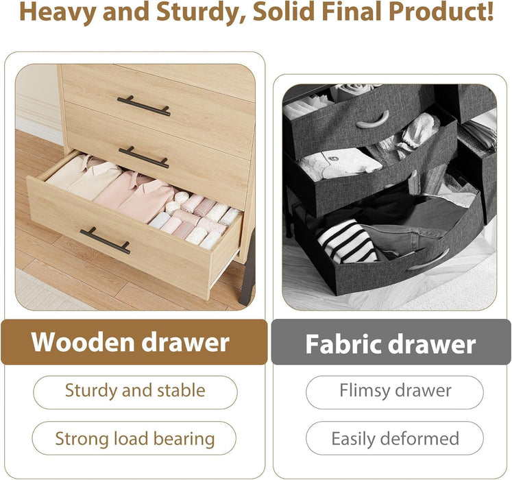 4 Dresser for Bedroom, 38.6 in Tall Dresser, Tall Drawer with Storage Freestanding, Wooden Closet Storage Chest for Living Room, Bedroom, Entryway, Natural Oak