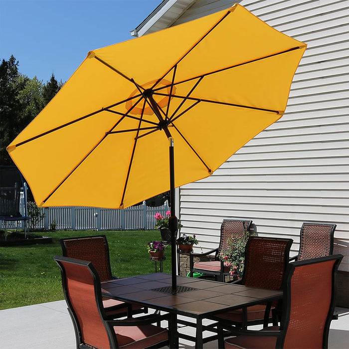 Sunnydaze Outdoor Patio Umbrella with Tilt & Crank, Gold, 9Ft