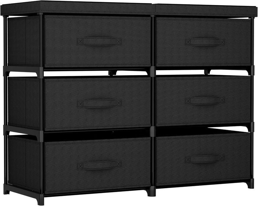 Dresser with 6 Fabric Drawer Stand Desktop Sturdy Metal Plastic Support Tube Cube Storage Cabinet for Bedroom Organization Dorm Front Hall Entryway
