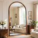 Full Length Mirror 82"×44" Floor Mirror Standing Tall Mirror, Arched Stand up Large Wall Mirrors, Freestanding Full Body Mirrors for Bedroom Living Room Wood Antique Style Walnut