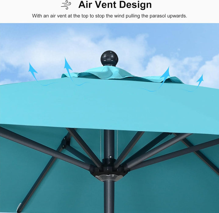 Rectangular 10ft Turquoise Blue Patio Umbrella Tilt