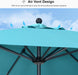 10' X 6.5' Rectangular Patio Umbrella Outdoor Table Umbrella Aluminum Frame Market Umbrella Sun Umbrella with 8 Sturdy Ribs Tilt for Garden Deck Lawn Pool Turquoise Blue