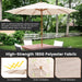 10FT Patio Umbrella, Outdoor Table Market Umbrella W/8 Wooden Ribs, 3 Adjustable Heights, Rope Pulley System, Detachable Pole, Wooden Patio Umbrella for Garden, Poolside, Backyard (Beige)