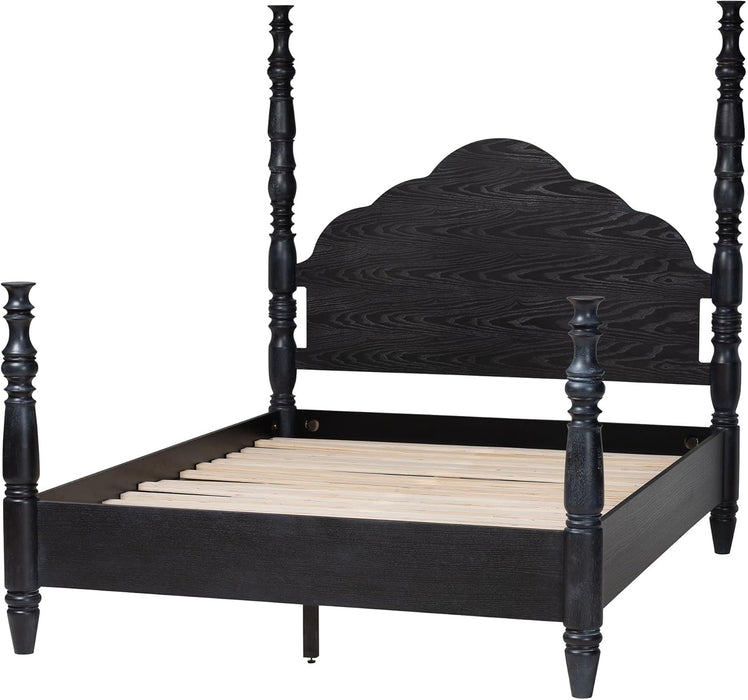 Martino Four-Poster Platform Bed Black Queen