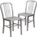 Gael Indoor/Outdoor Modern Metal Dining Chairs, Commercial-Grade Galvanized Steel Restaurant Chairs, Set of 2, Silver