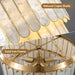 5-Light Chandelier Shell 2 Tiered Faceted Gold Chandeliers for Dining Room Modern Pendant Lighting