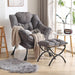 Lazy Chair with Ottoman, Modern Lounge Accent Chair with Armrests and a Side Pocket, Leisure Sofa Armchair, Reading Armchair with Footrest for Small Space, Dark Grey