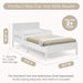 Cora Wood Twin Bed with Removable Guardrails - Wood Twin Bed with Slats Supports for Girls & Boys Teens, No Box Spring Needed, White Oxford Stripes