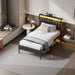 Twin Size Bed Frame with Charging Station and LED Lights