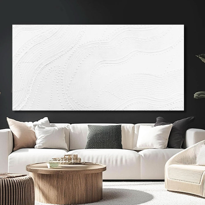 Large Wall Art Modern Canvas Picture Abstract Wall Decor White Line Art for Living Room Neutral Artwork for Office Bedroom 29"X58" Geometric Painting