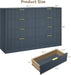 Navy Blue 8 Drawer Dresser for Bedroom, 55" Wide Fluted Chest of Drawers with Gold Metal Handles, Modern Wooden Dresser, Closet Storage Organizer Mid Century TV Stand for Living Room Hallway