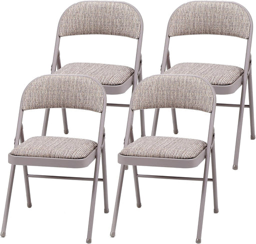 4 Pack Padded Folding Chairs, Fabric Foldable Card Table Chair, Chicory Lace