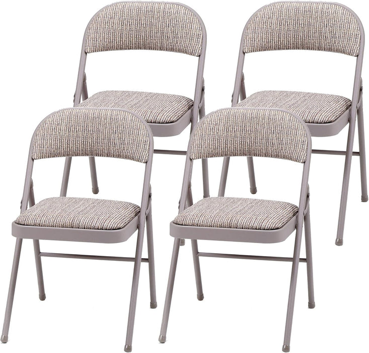 4 Pack Padded Folding Chairs, Fabric Foldable Card Table Chair, Chicory Lace