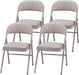 4 Pack Padded Folding Chairs, Fabric Foldable Card Table Chair, Chicory Lace