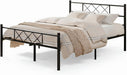 Full Size Bed Frame with Headboard, Heavy Duty Bedframe with Strong Metal Slats, No Box Spring Needed & Easy Assembly, Matte Black