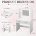 Makeup Vanity Desk with Mirror and Lights Power Outlet, Vanity Table Makeup Desk 2 Drawers, 6 Storage Shelves Hairdryer Holder & Bench Dressing Table for Bedroom (White, with Bench)