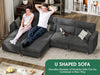 U-Shape Sectional Sofa with Chaise and Ottoman, Movable Modular Couch with Fabric Thick Cushion for Living Room, Dark Grey