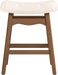 Bar Stools Set of 3, 24" Backless Saddle, Ivory Faux Leather