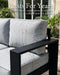 5 Pieces Aluminum Outdoor Patio Furniture Set, Metal Modern Conversation Sofa Set with Fire Pit Table and Washable Thick Cushions for Porch, Backyard, Deck