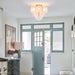 Modern Flush Mount Glass Ceiling Light, Gold Hallway Lights Vintage Chandelier, 4-Light Unique Light Fixture for Bedroom Entryway Loft Kitchen Laundry Bathroom Farmhouse