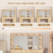 Fluted Vanity Desk with Mirror and Lights, Power Outlets, Modern Wood Vanity Desk Makeup Table with 11 Drawers, 3 Color Modes Dressing Table with Storage for Bedroom, Living Room, Natural