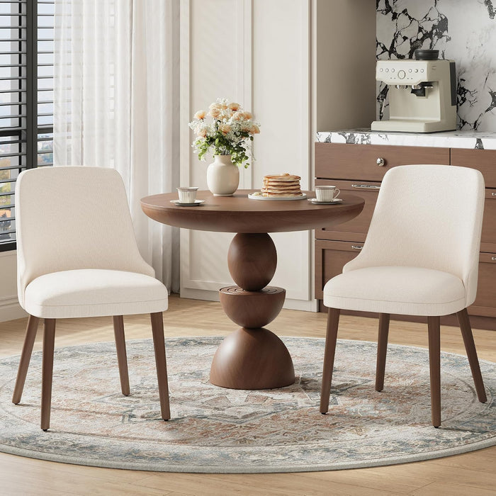 Upholstered Dining Chairs Set of 4 with High-Back, Beige