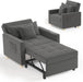 36 Inch Convertible Sleeper Chair GreyTexturedFabric