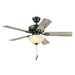 44" Black Indoor Ceiling Fan with Light, 5 Blades, Pull Chains & Reverse Airflow