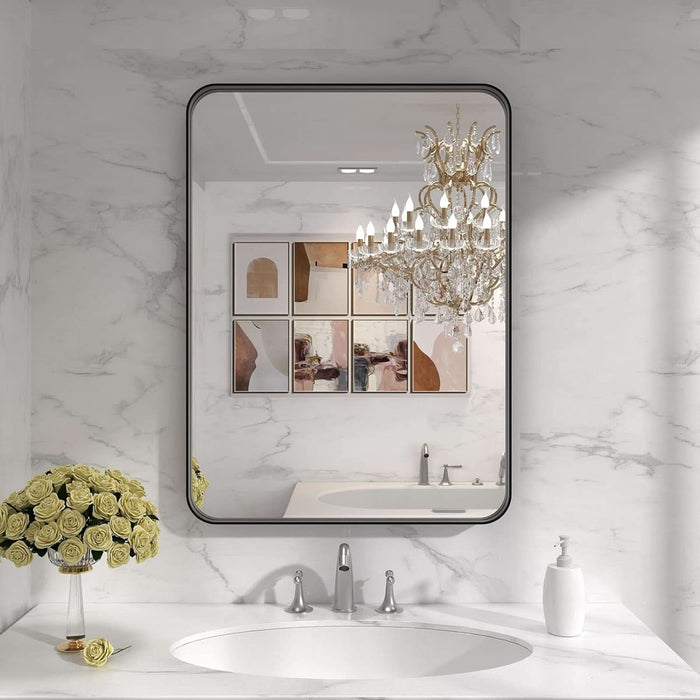 Matte Black Industrial Framed Bathroom Mirror 22x30