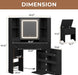 Vanity Desk with Mirror Lights, Storage Bench & Power Outlet, Corner Vanities with Rotating Cabinet & Drawers, 3 Light Settings Vanity Set, for Women Girls, Black