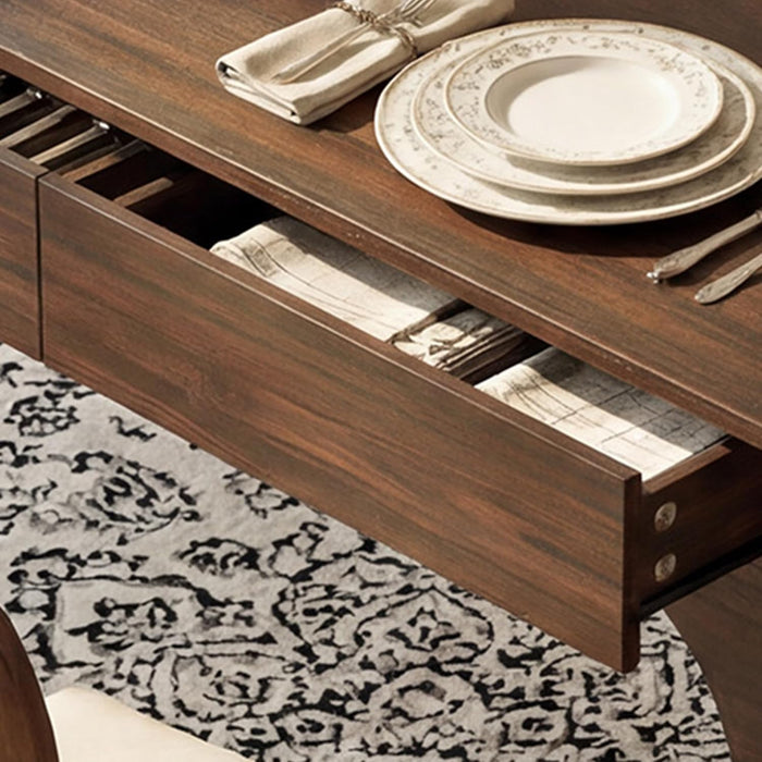 Farmhouse Dining Table for 6-8 People, 68.9" Rustic Kitchen Table with 6 Drawers, Long Rectangle Dinner Table with Wood Grain for Dining Room, Brown