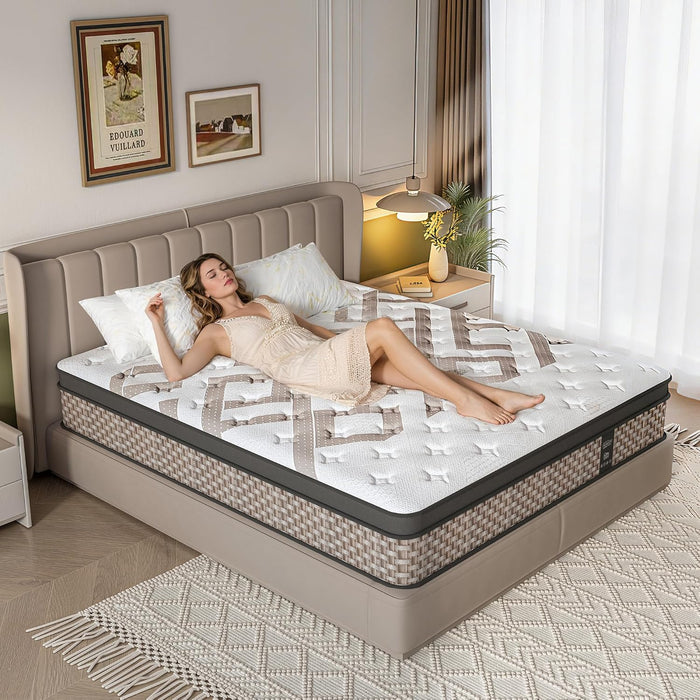 Queen Mattress 12 Inch, Hybrid Mattress, Medium Firm for Back Support