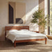 Full Bed Frame with Headboard Classic Wood Platform, Noise Free, under Bed Storage, No Box Spring Needed, Easy Assembly, Cherry