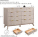 Fluted 9 Drawers Dresser, 54" Wide Modern Chest of Drawers, Curved Profile Design, Dresser TV Stand, Wood Drawer Organizer for Bedroom, Living Room, Hallway, White Alder