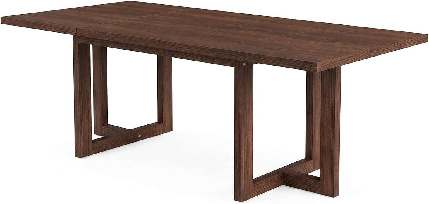 71" Dining Table for 6-8 People, Rectangular Table, Brown