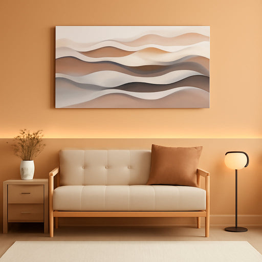 Abstract Canvas Wall Art Decor for Living Room Prints Brown White Aesthetic Wall Decor Painting Wavy Stripes Abstract Art Prints Minimalist Decor Artwork Picture for Bedroom Kitchen Office Bathroom Artwork 20"×40"